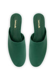 LARROUDE Venice Flat Mule and Pouch Kit In Emerald Suede