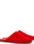 LARROUDE Venice Flat Mule and Pouch Kit In Scarlet Suede