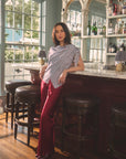 MASONS DAUGHTER | Lily Scarf Top, Blue & Burgundy Striped