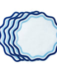 MISETTE Colorblock Embroidered Linen Placemats in Blue (Set of 4)