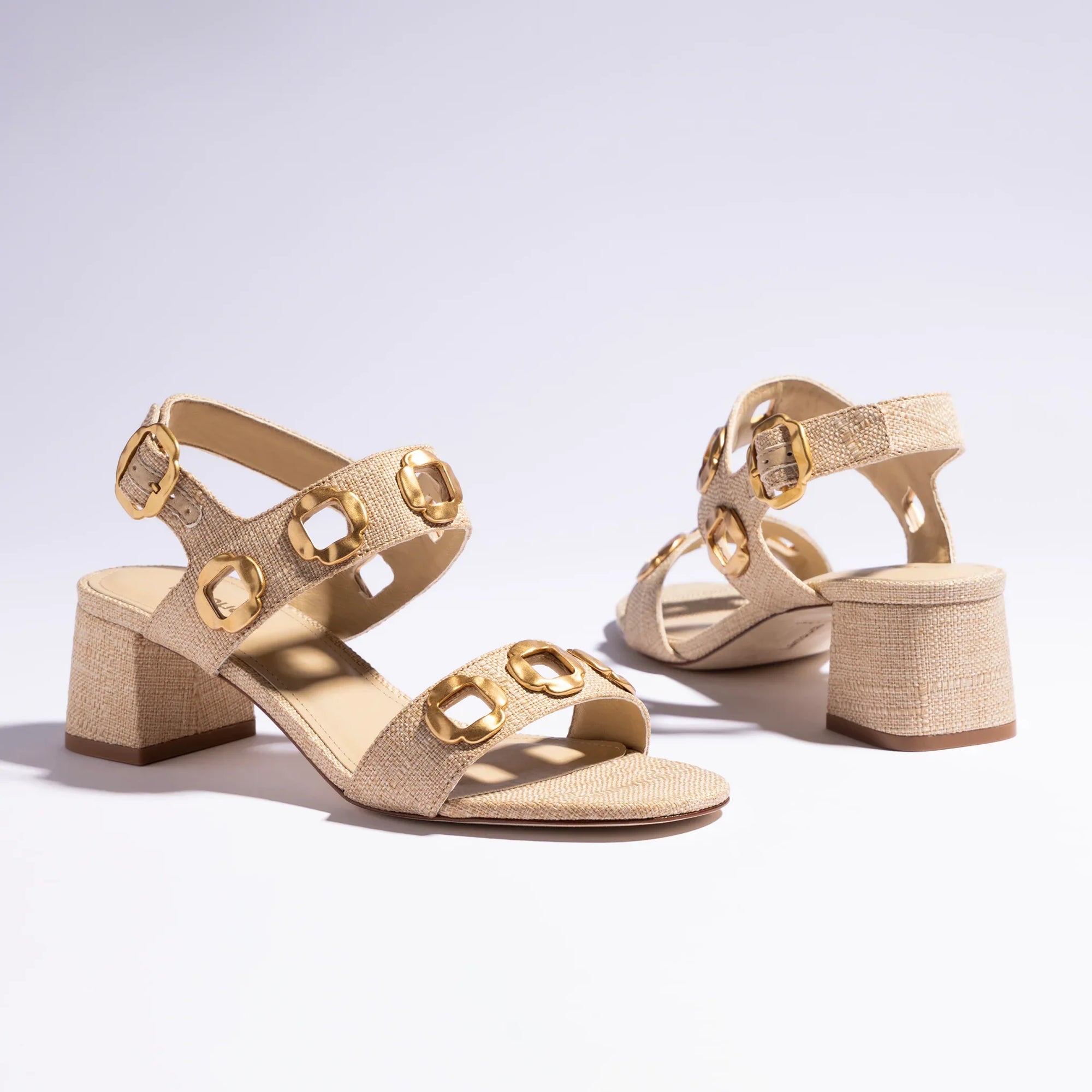 LARROUDE | Milan Sandal In Beige Raffia