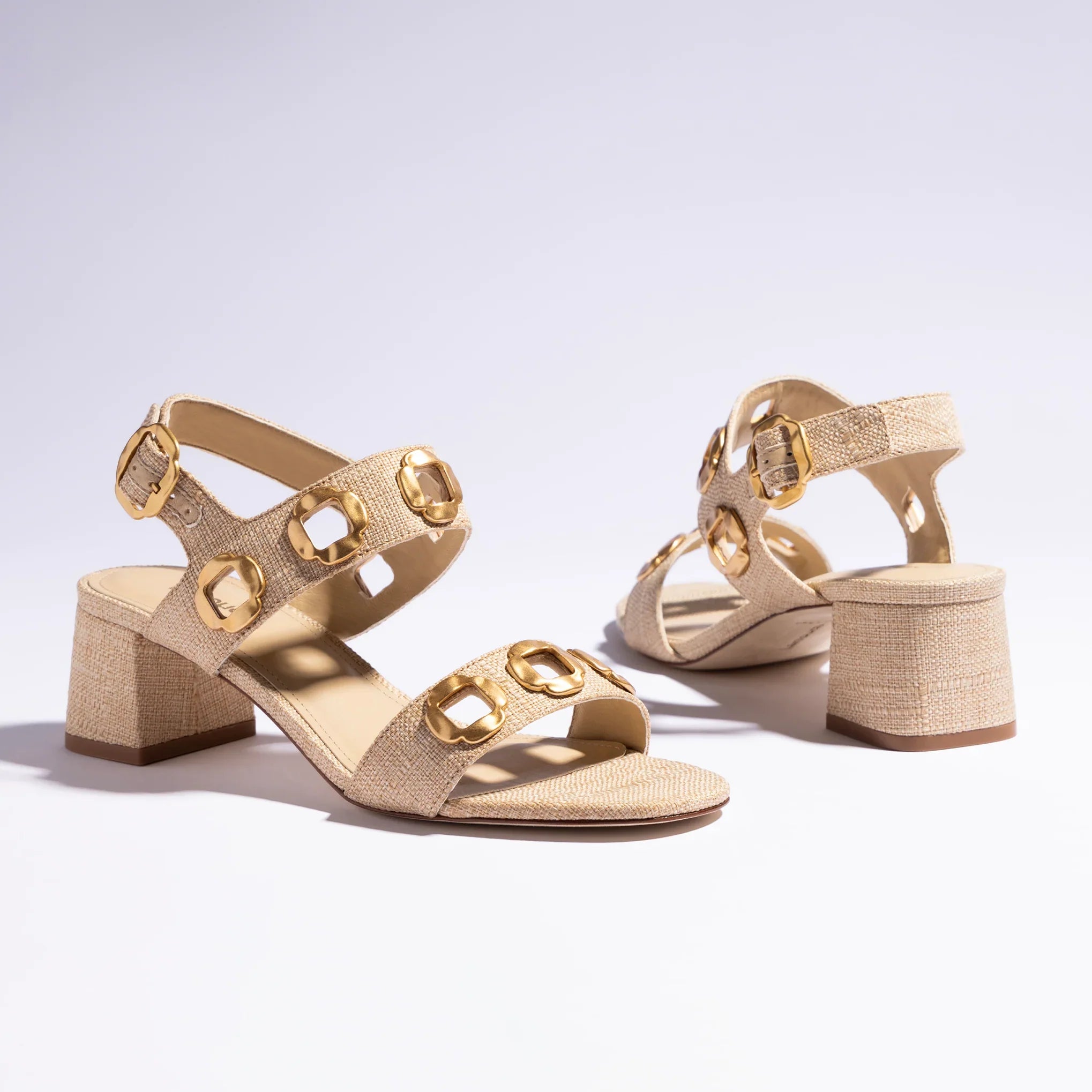 LARROUDE | Milan Sandal In Beige Raffia