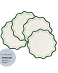 MISETTE Colorblock Embroidered Linen Placemats in Dark Green/Sage (Set of 4)