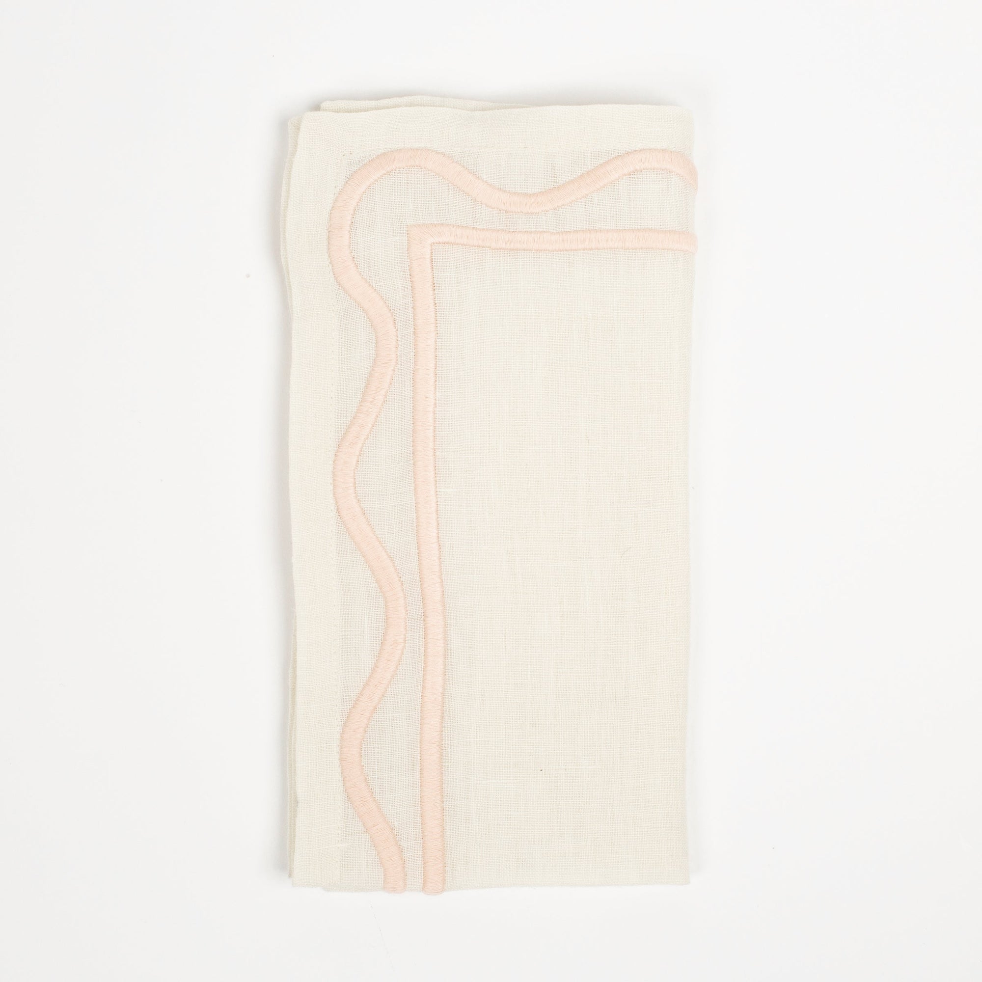 MISETTE Colorblock Embroidered Linen Napkins in Pink (Set of 4)