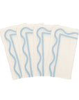 MISETTE Colorblock Embroidered Linen Napkins in Blue (Set of 4)