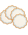 MISETTE Colorblock Embroidered Linen Placemats in Blue/Amber (Set of 4)