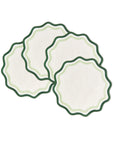 MISETTE Colorblock Embroidered Linen Placemats in Dark Green/Sage (Set of 4)