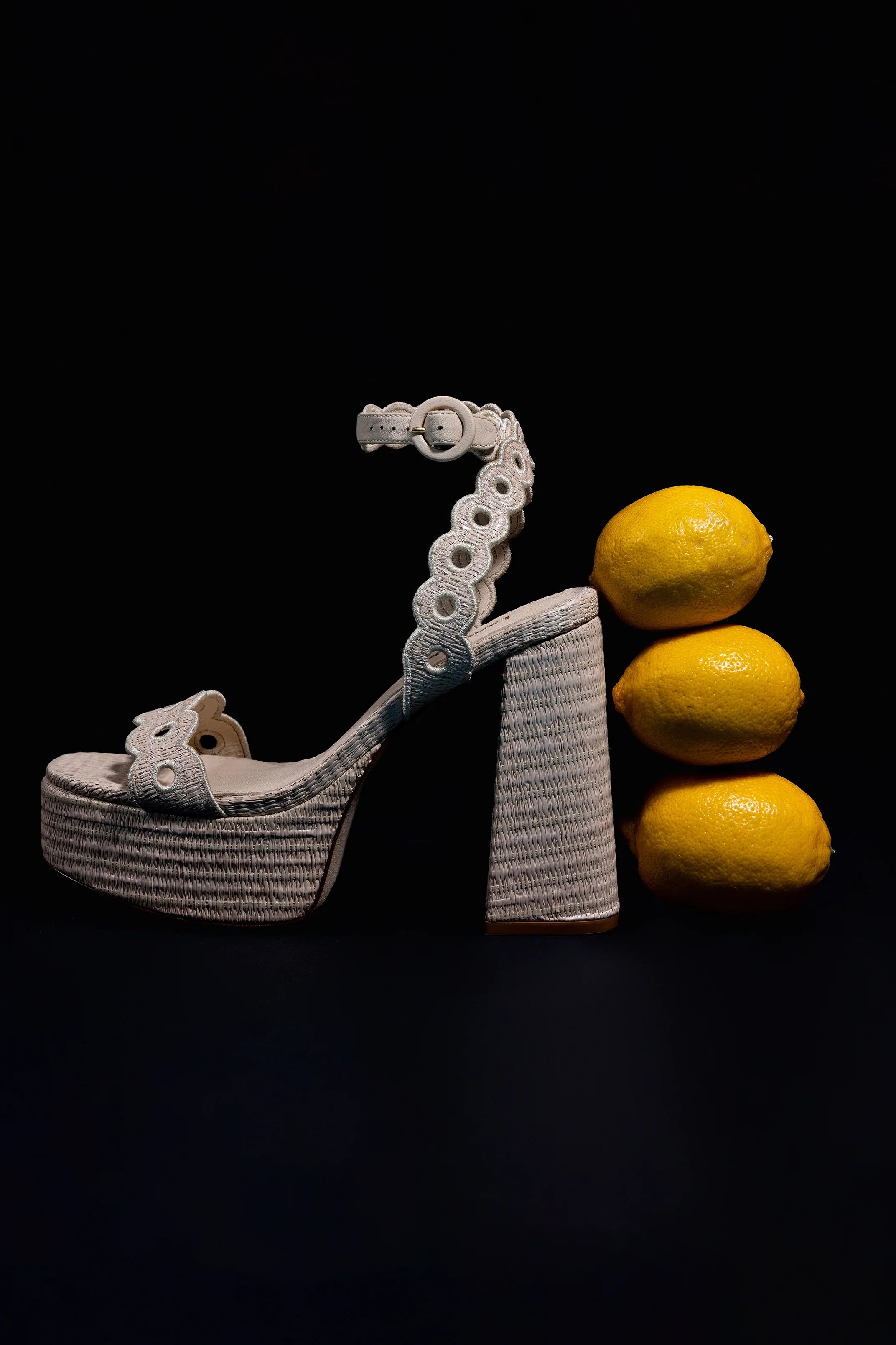LARROUDE | Dolly Broderie Sandal In Natural Raffia