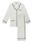 KIP Luxe Stretch Cotton Pajama Set in Pearl