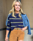 MASON'S DAUGHTER | Danielle Sweater, Navy & Olive Striped Knit