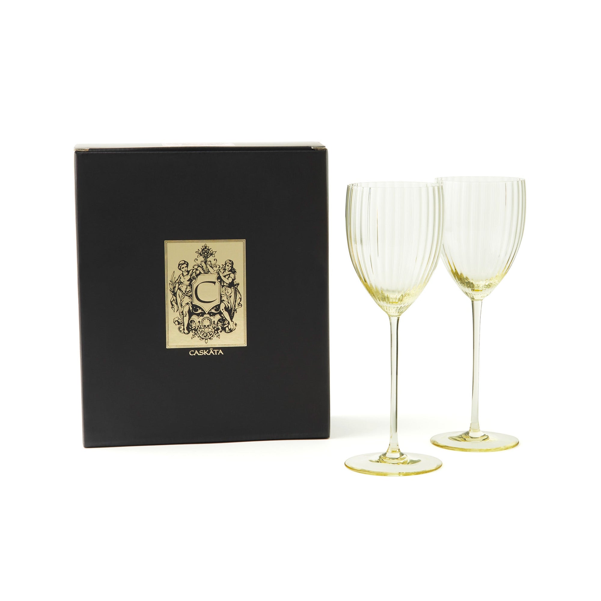 CASKATA Quinn White Wine Glasses, Amber Set of 2