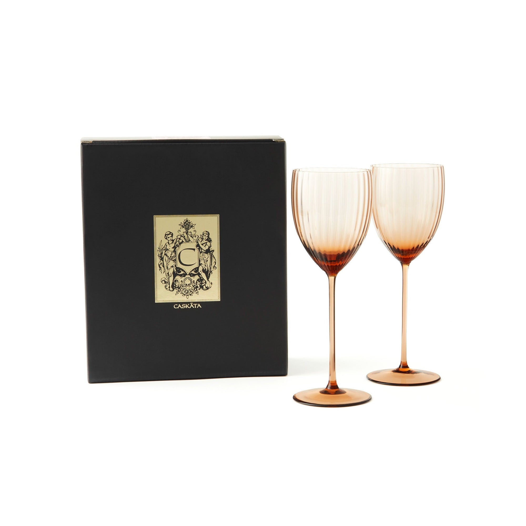 CASKATA Quinn White Wine Glasses, Amber Set of 2