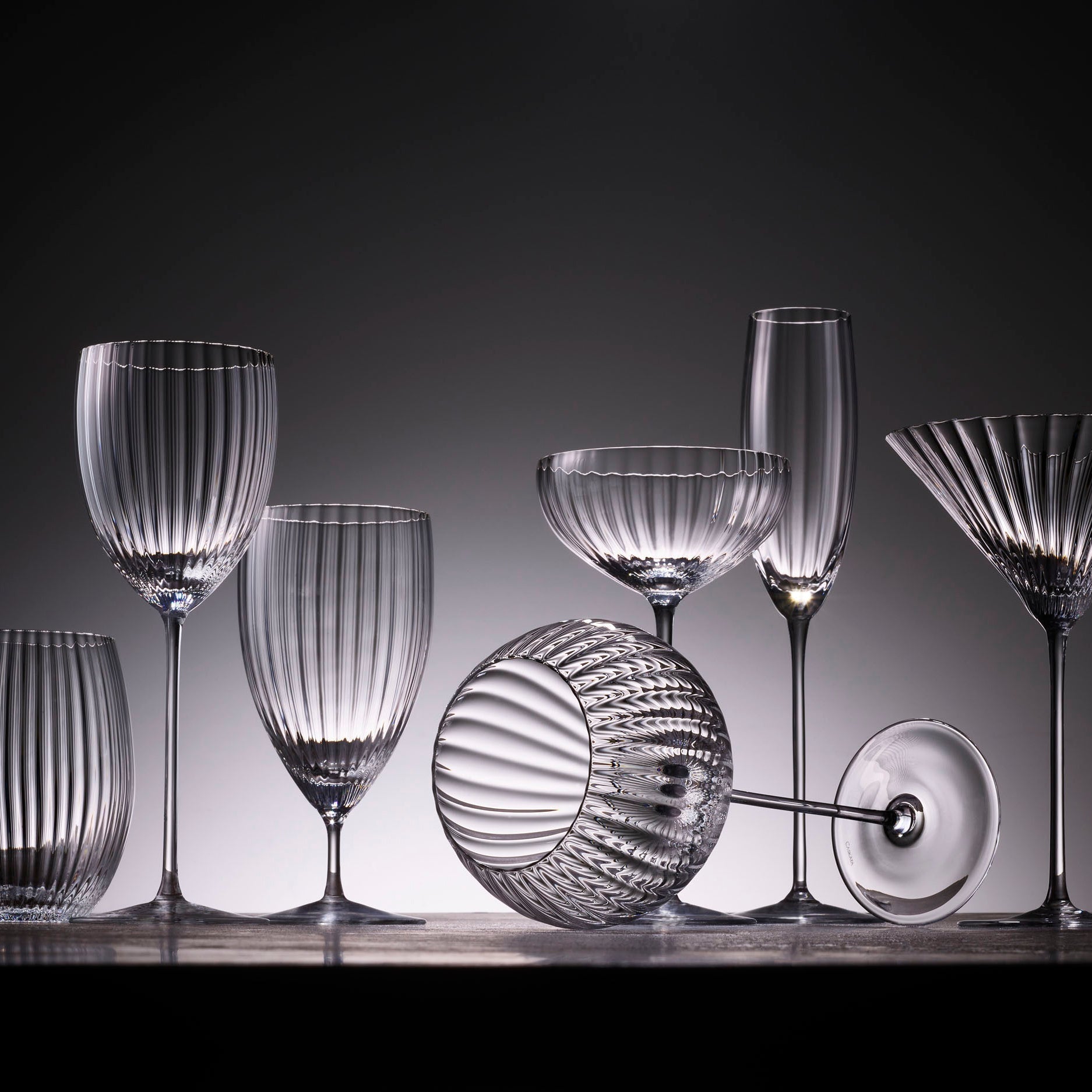 CASKATA Quinn Coupe Glasses, Clear Set of 2