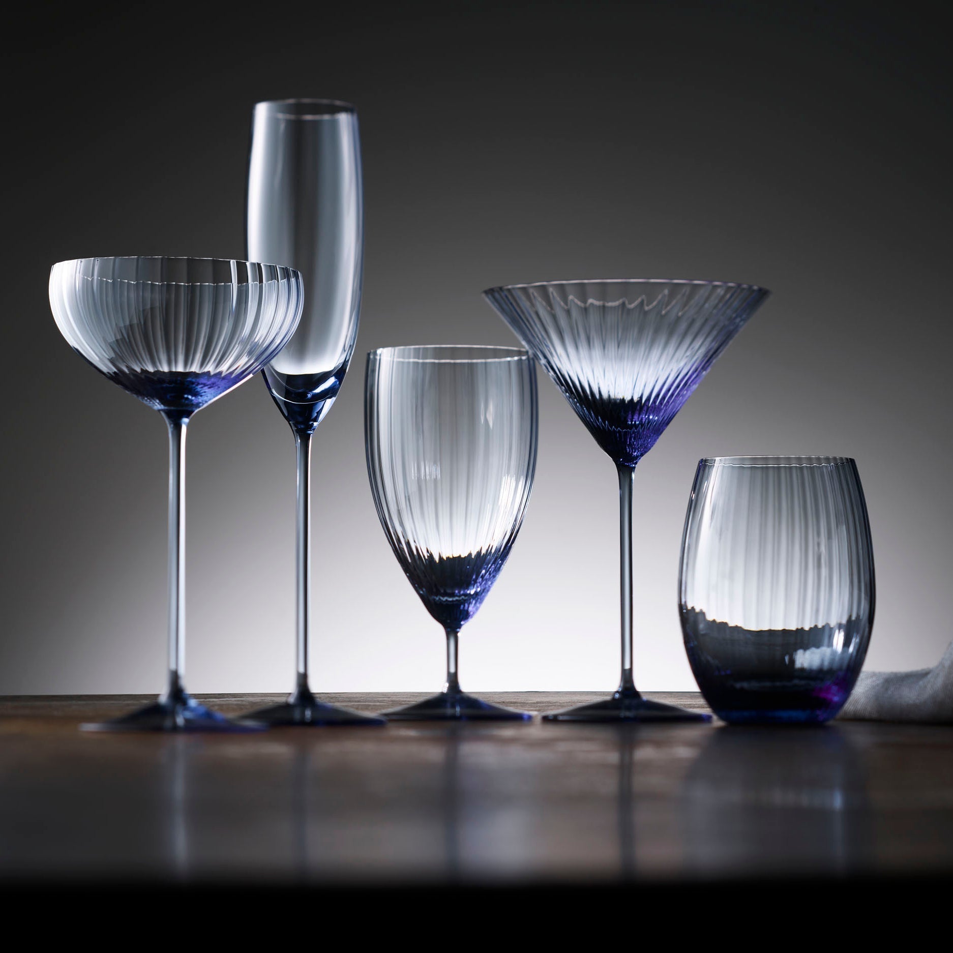 CASKATA Quinn Martini Glasses, Ocean Set of 2