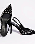 LARROUDE Kaitlan Studs Pump In Black Suede