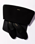 LARROUDÉ Venice Flat Mule and Pouch Kit In Black Suede