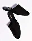 LARROUDÉ Venice Flat Mule and Pouch Kit In Black Suede