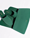 LARROUDE Venice Flat Mule and Pouch Kit In Emerald Suede