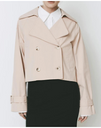 Honore Cropped Trench Coat, Blush