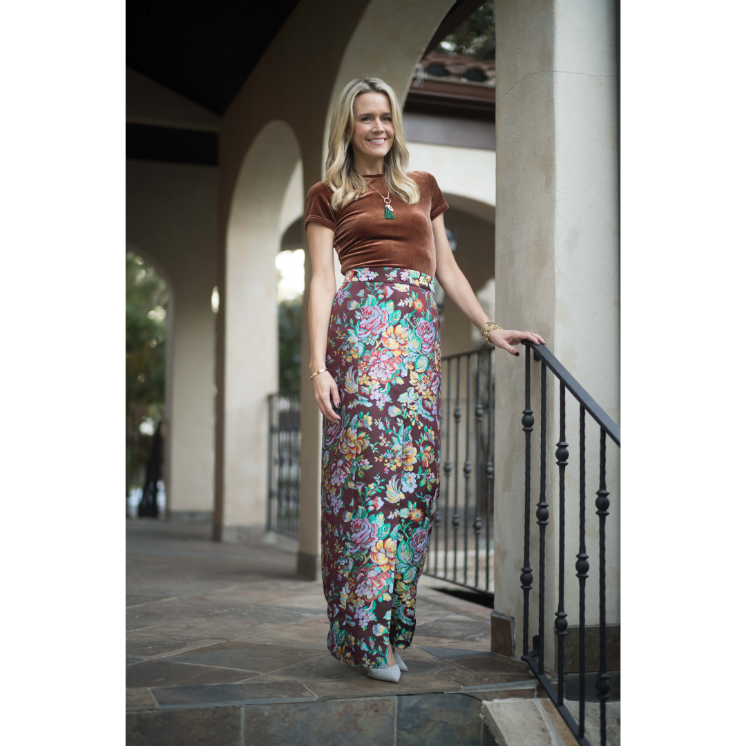 【MIAE】美愛桃源 Flower Satin Slit Long Skirt MIAE】美愛桃源 Flower Satin Slit Long Skirt MASON by MASON'S