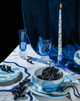 MISETTE Colorblock Embroidered Linen Placemats in Blue (Set of 4)