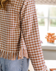 Fringe Jacket, Blue and Brown Gingham