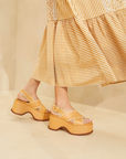 Mae Platform Sandal, Honey/Natural