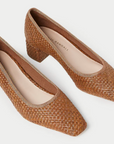 Nerine Mid Heel Pump, Brown Woven Raffia