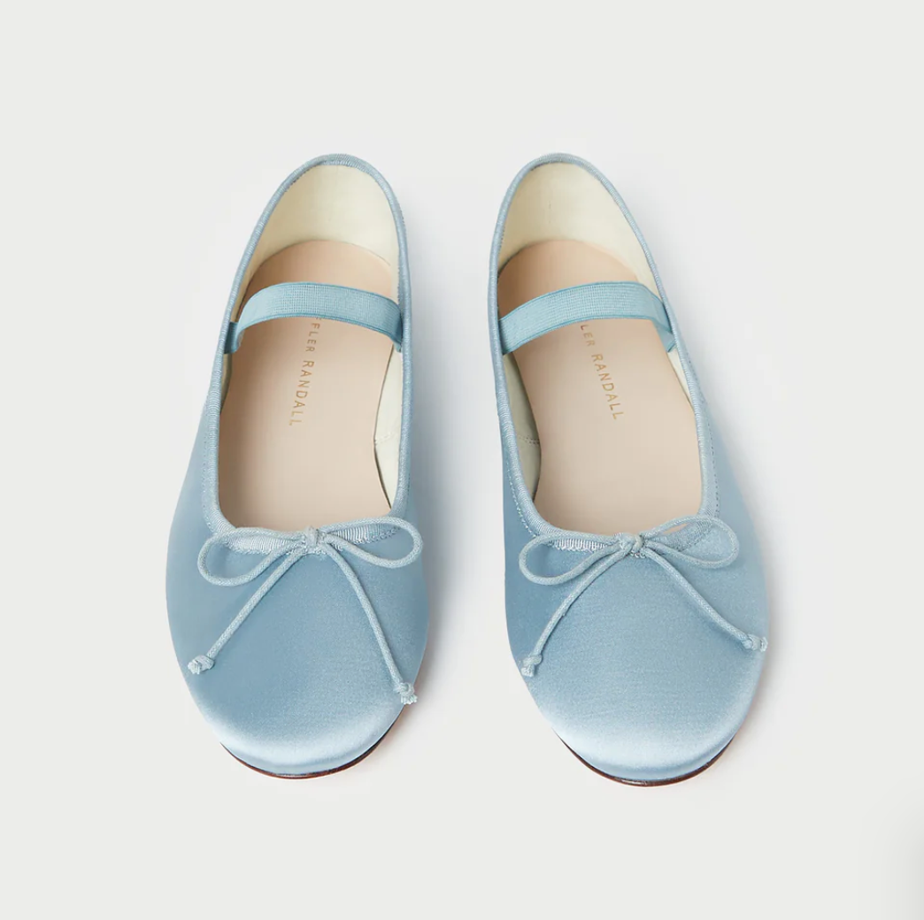 Blue satin 2025 ballet flats