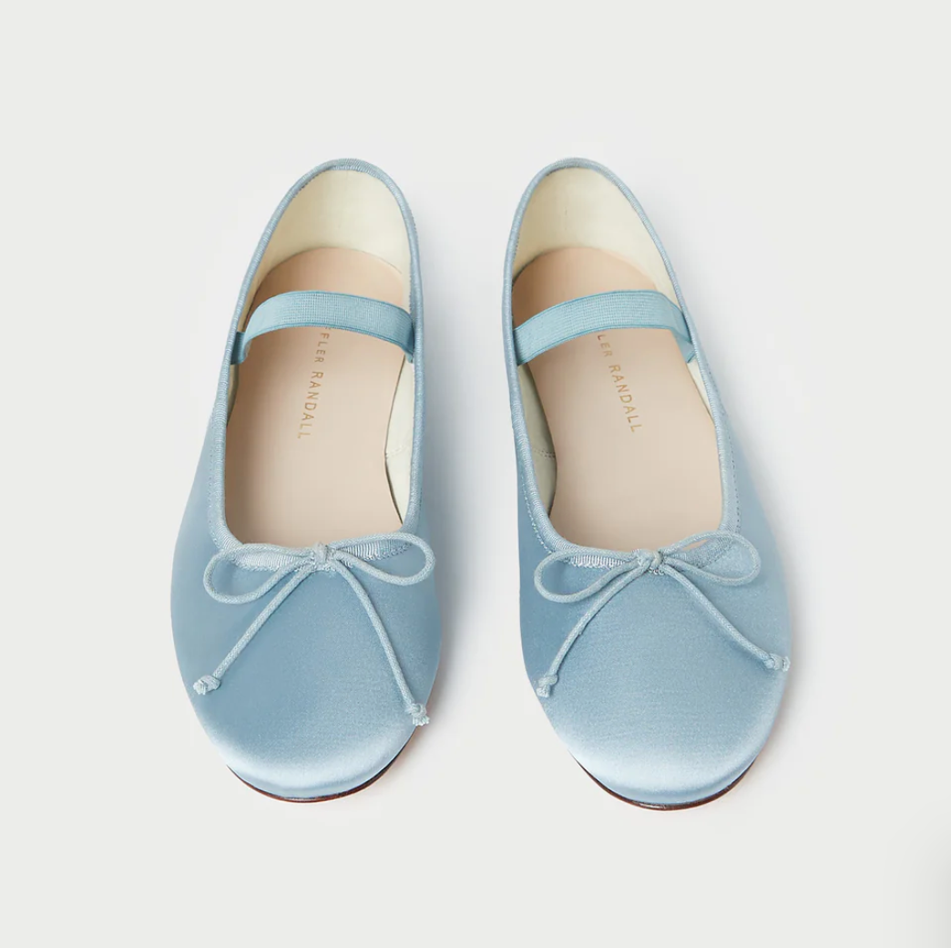 Leonie Blue Satin Ballet Flat