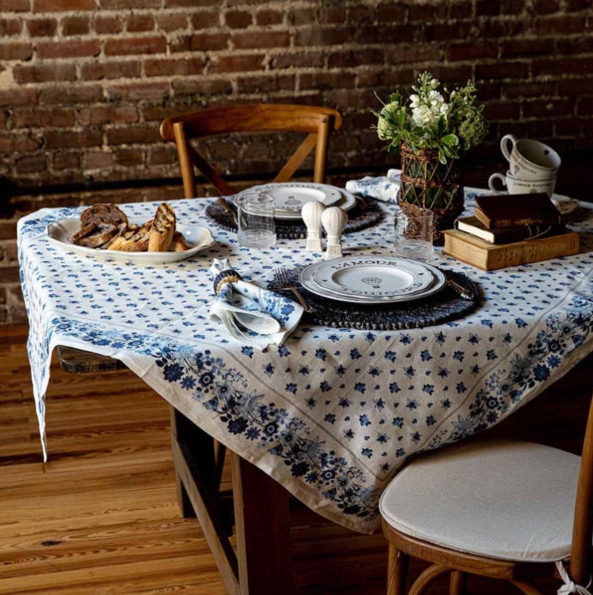 Mirabelle 54&quot; Square Tablecloth - Chambray