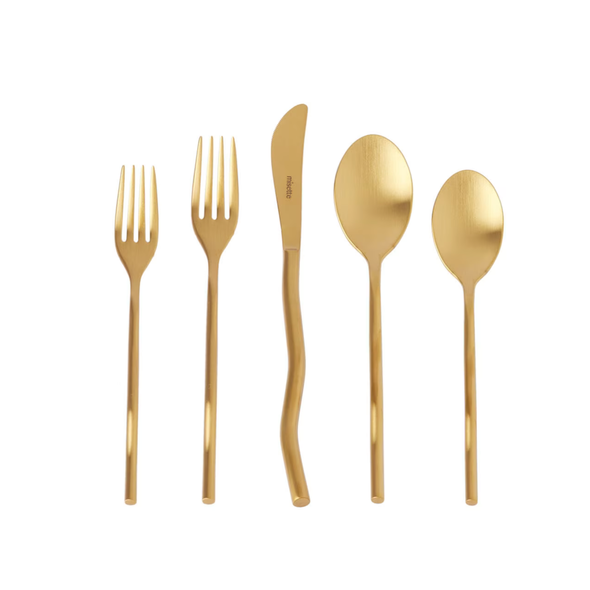 MISETTE Squiggle 5-Piece Cutlery Set in Matte Gold