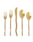 MISETTE Squiggle 5-Piece Cutlery Set in Matte Gold