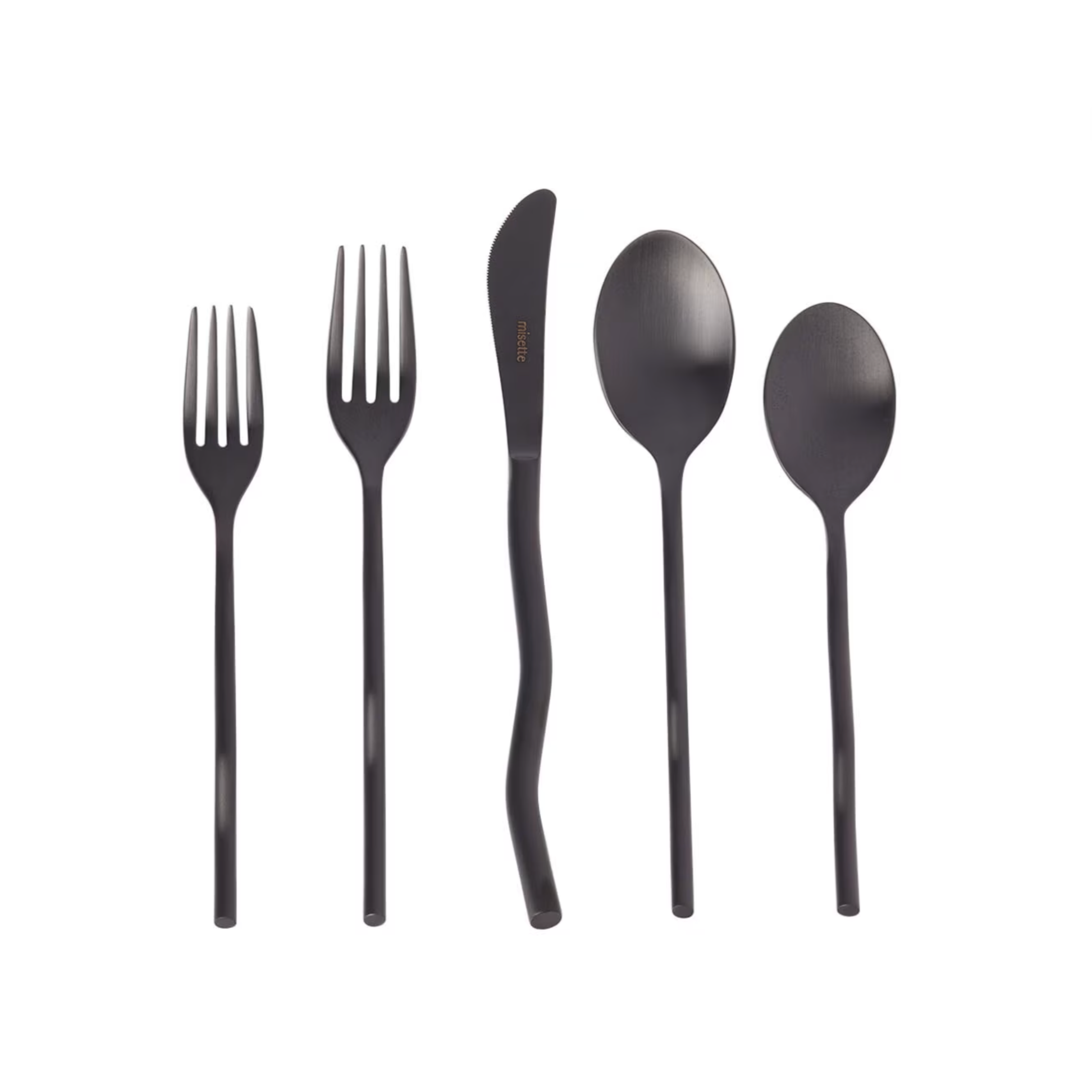 MISETTE Squiggle 5-Piece Cutlery Set in Matte Black