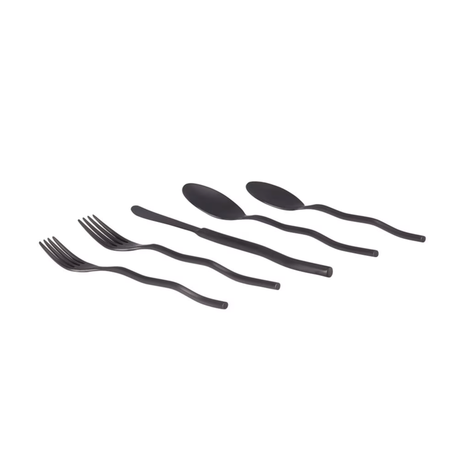 MISETTE Squiggle 5-Piece Cutlery Set in Matte Black