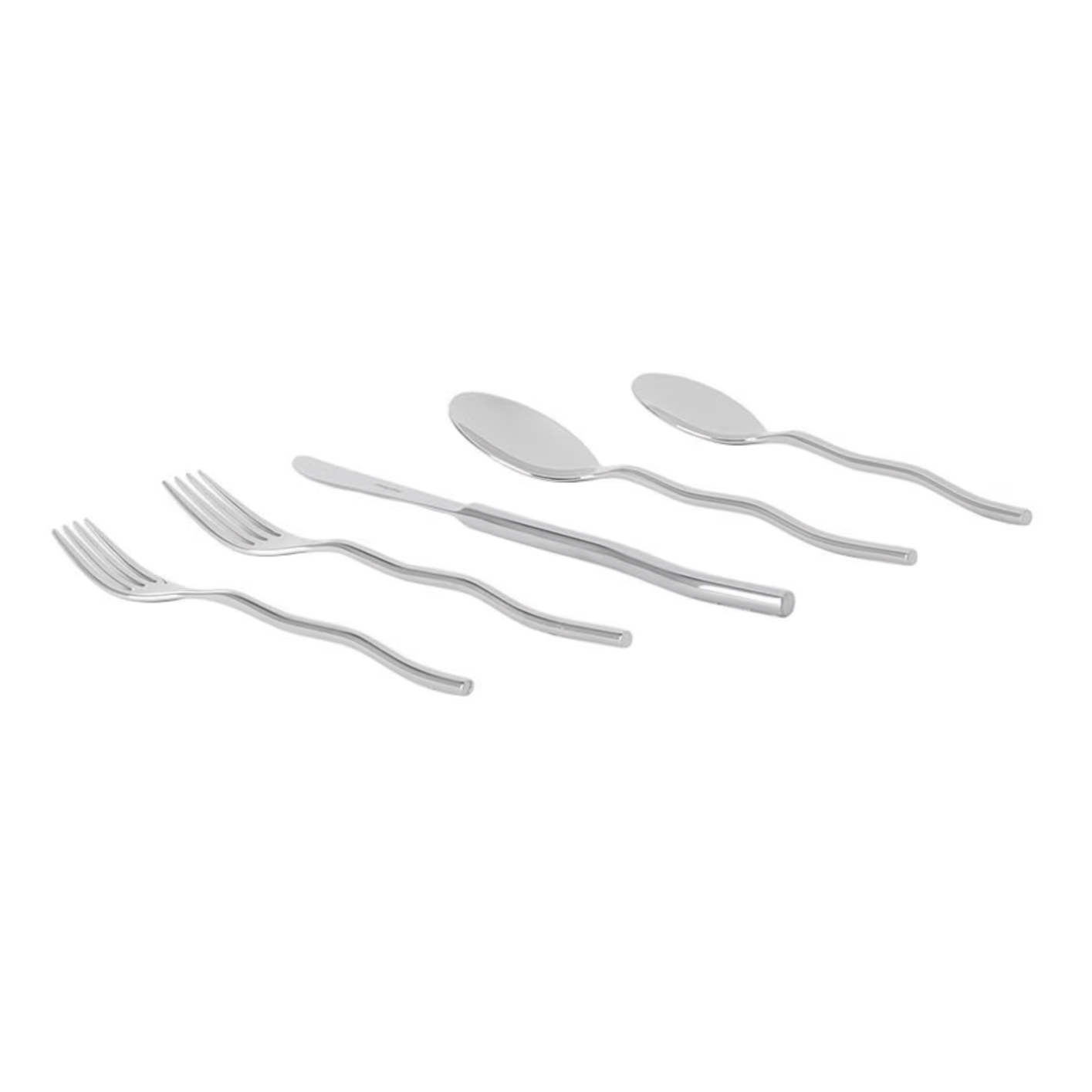 MISETTE Squiggle 5-Piece Cutlery Set in Shiny Silver