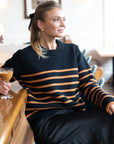 TUTTO Black Camel Stripe Sweater