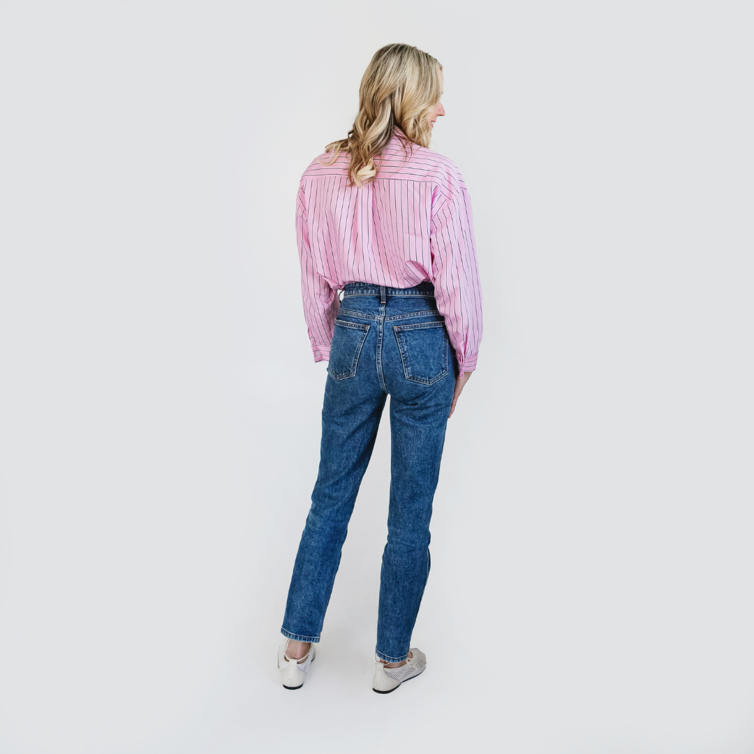 MASON&#39;S DAUGHTER the French Cuff Boyfriend Shirt, Pink Striped Poplin