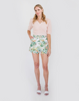 MASON'S DAUGHTER Belted Scallop Shorts, Spring Chinoiserie