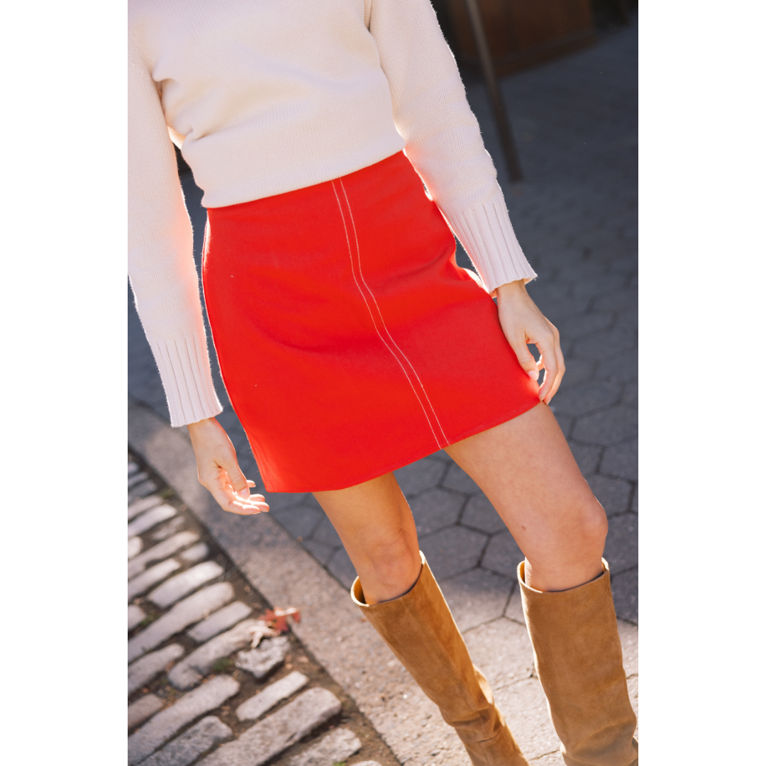 MASON&#39;S DAUGHTER Mia Skirt, Red Cotton Twill