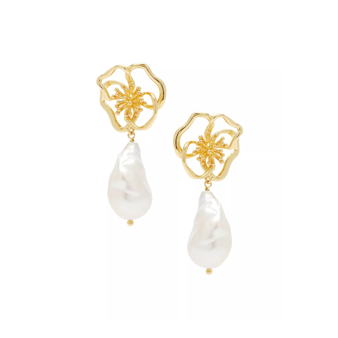 Layla Pearl Drop Earrings, White and Gold
