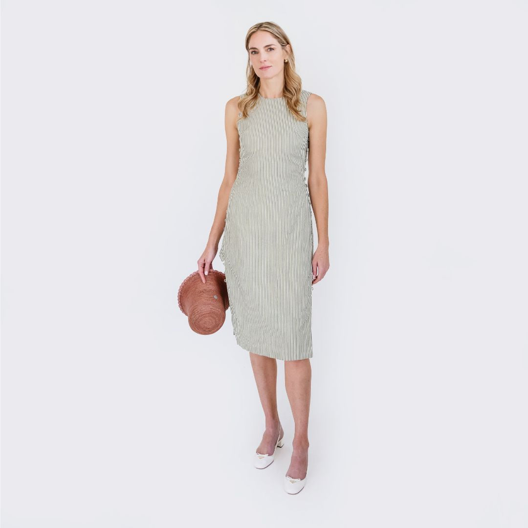 MASON'S DAUGHTER | Meredith Midi Tunic, Seersucker Olive &amp; Ivory