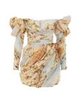 Luminosity Drape Mini Dress, Ivory Garden Floral