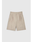 DAL THE LABEL Linen Wide Suit Shorts, Natural