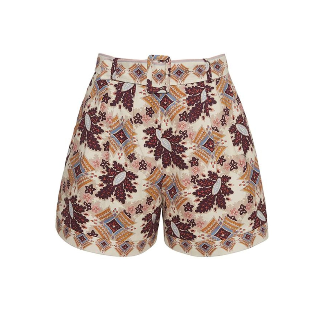 Zayna Shorts, Retro Floral Turtledove