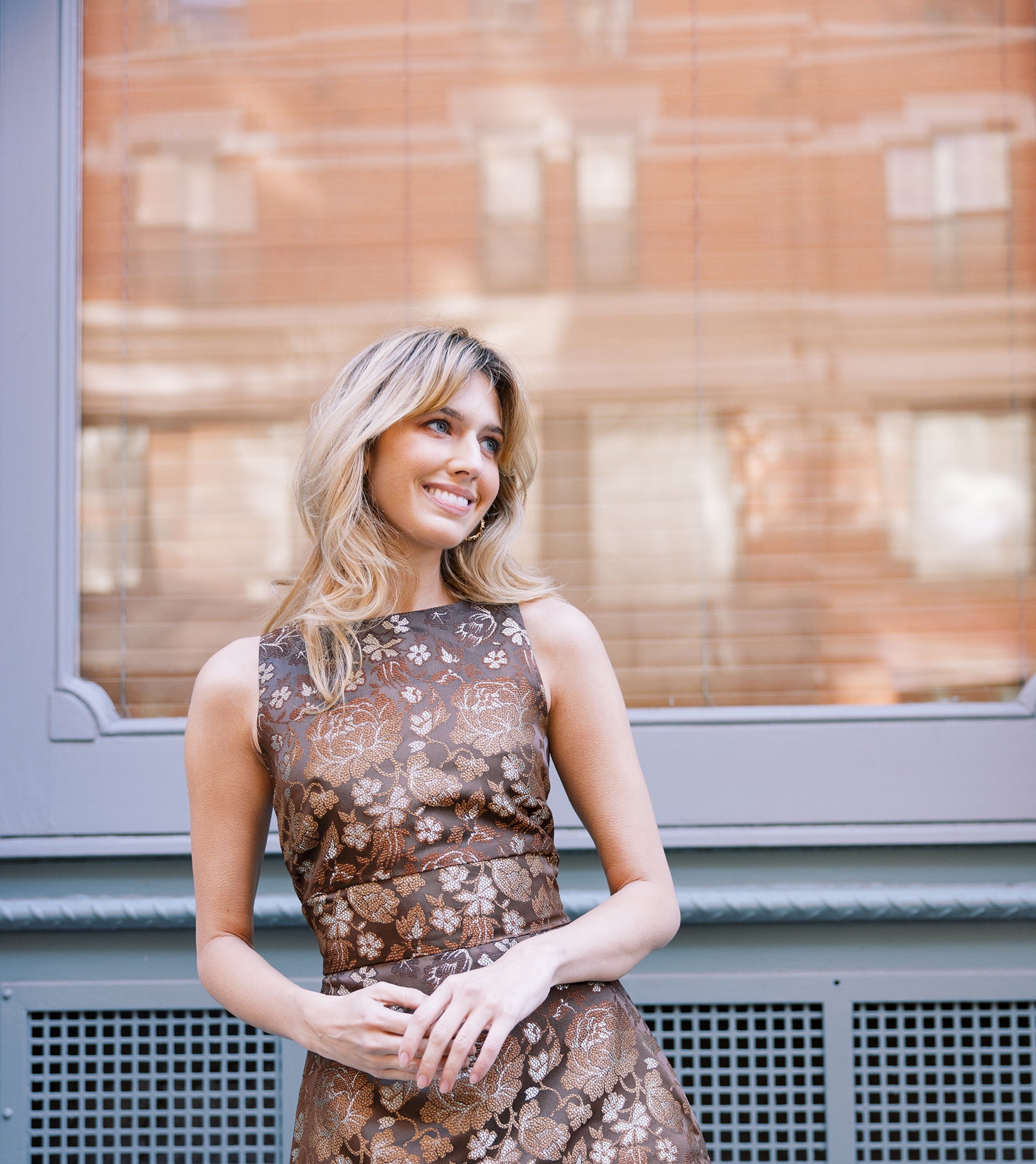 MASON by MASON'S DAUGHTER Carina Dress, Brown Jacquard M