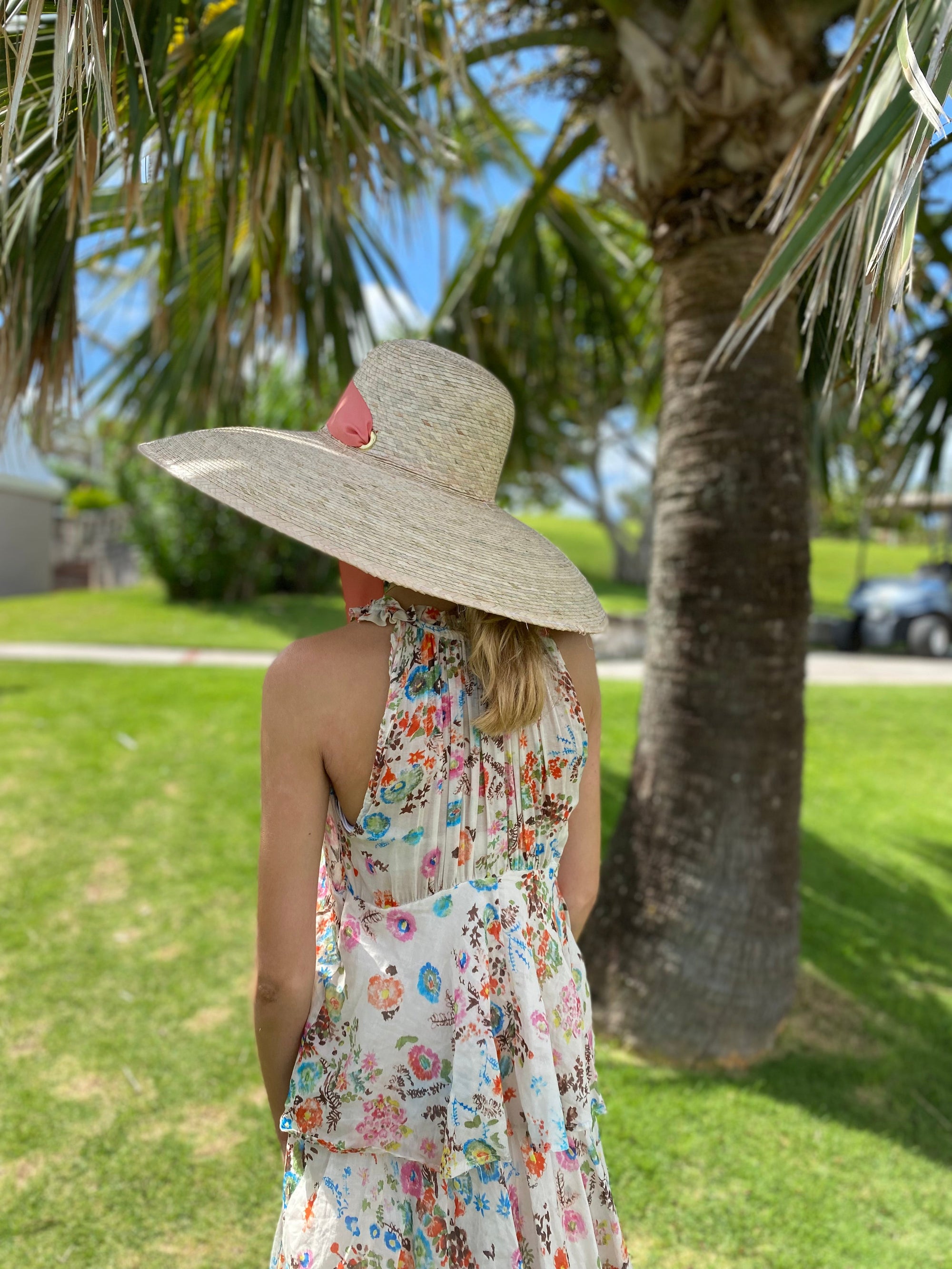 SARAH BRAY BERMUDA Daisy Sun Hat - French Blue Grosgrain Ribbon