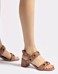 LARROUDE Milan Sandal In Caramel Wave Raffia