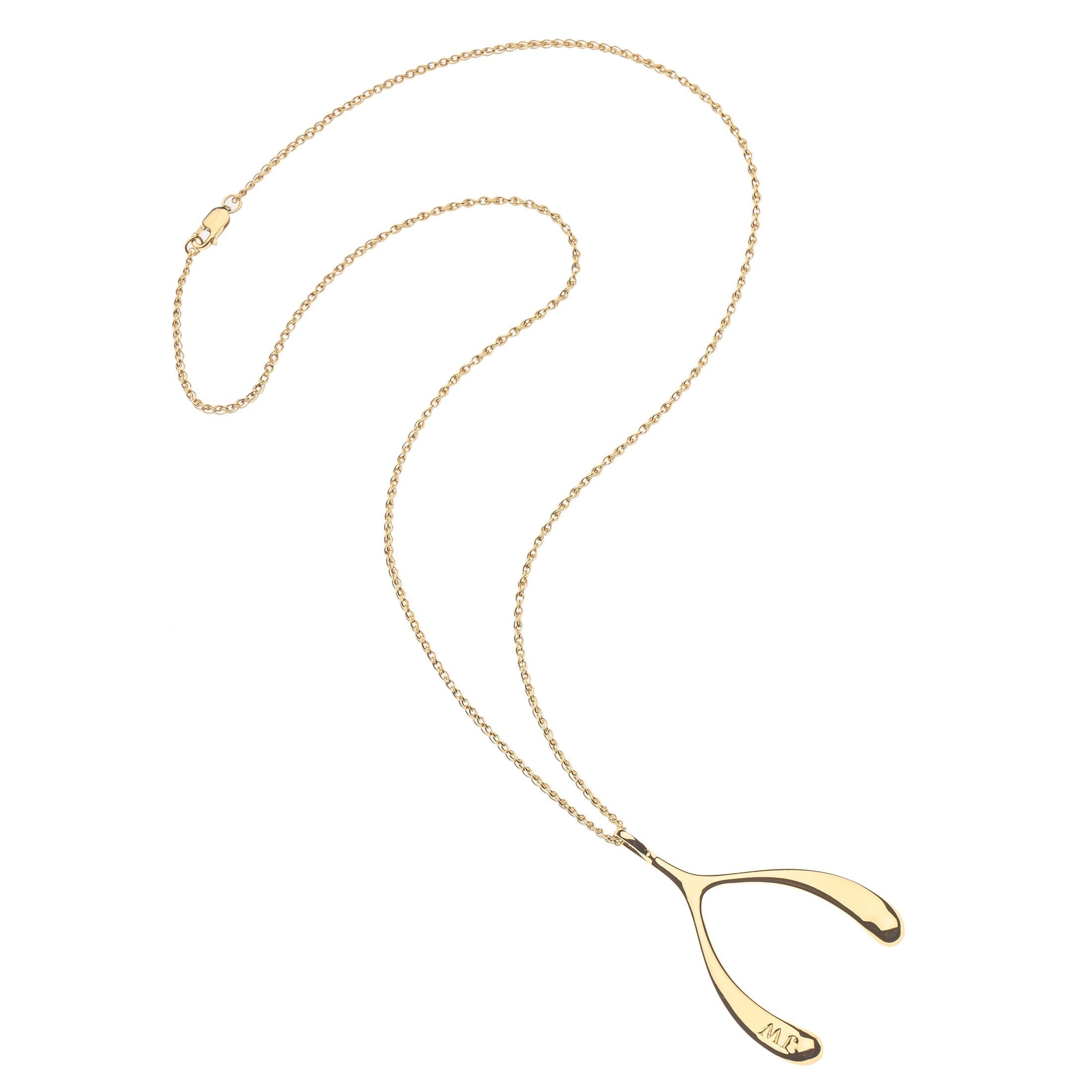 Wishbone pendant in 14k white gold | KLENOTA