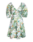 Ruched V-Neck Dress, Spring Chinoiserie